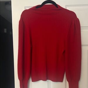 Trina Turk Red Ribbed Turtleneck Sweater